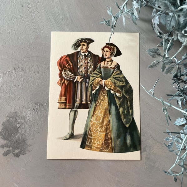Stroje europejskie - stroje z ok 1536 - pocztówka - Maria Orłowska-Gabryś