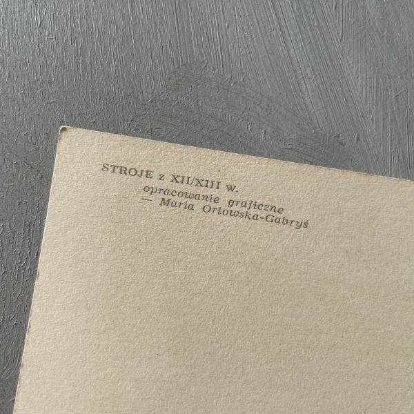 Stroje europejskie - stroje z XII / XIII w - pocztówka - Maria Orłowska-Gabryś