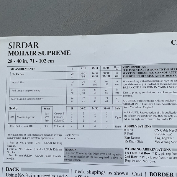 Sirdar Mohair - 9100 - karta ze wzorem - sweter