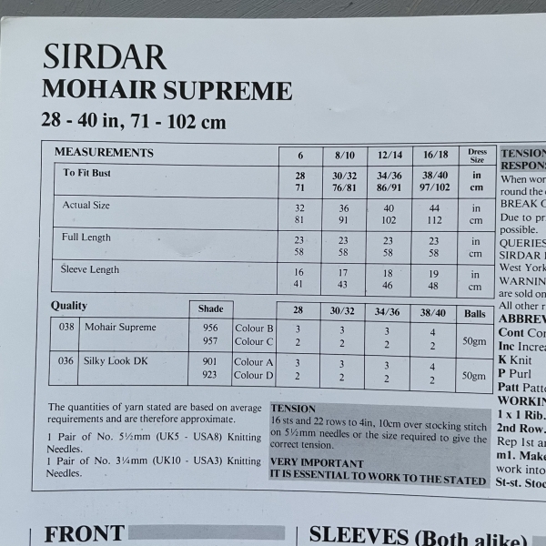 Sirdar Mohair - 9101 - karta ze wzorem - sweter