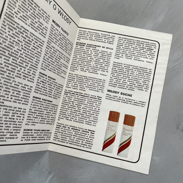 Rady Polleny - broszura reklamowa + plakat kosmetyki fryzjerskie PRL