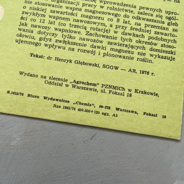 Stosowanie nawozów magnezowych - Henryk Głębowsk - ulotka PRL