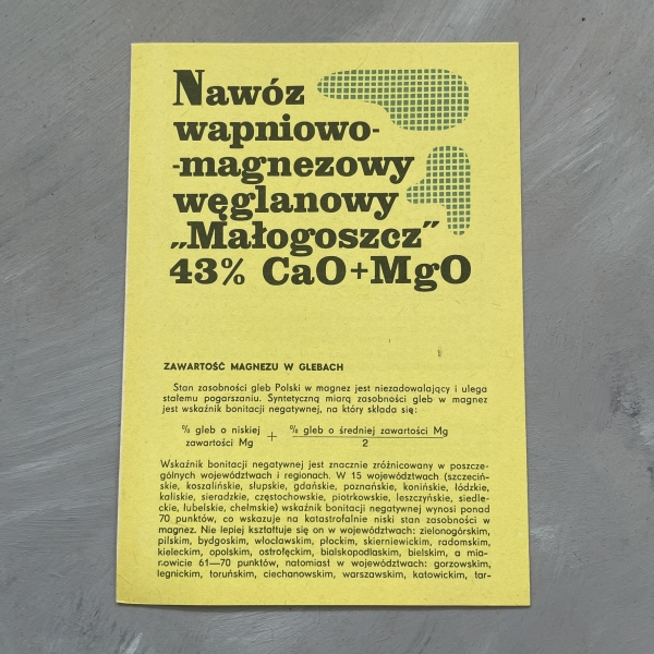Nawóz wapniowo magnezowy węglanowy Małogoszcz - broszura PRL