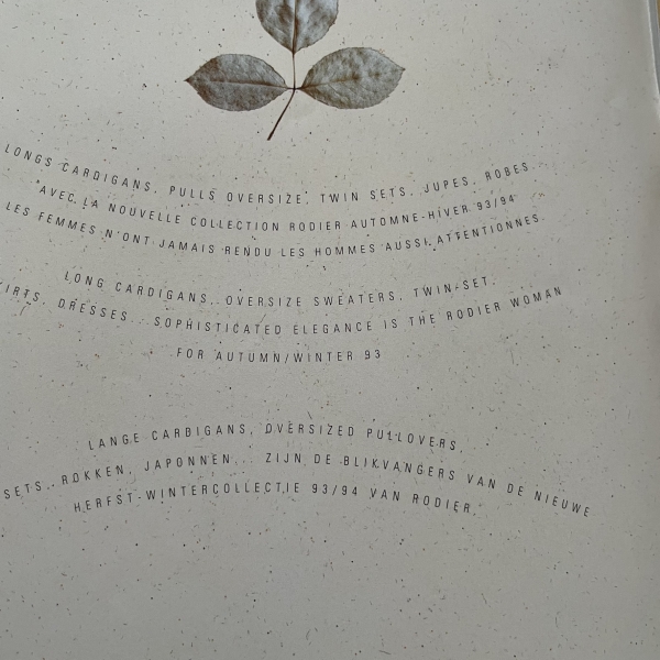 Rodier - collection automn winter 1993 - broszura